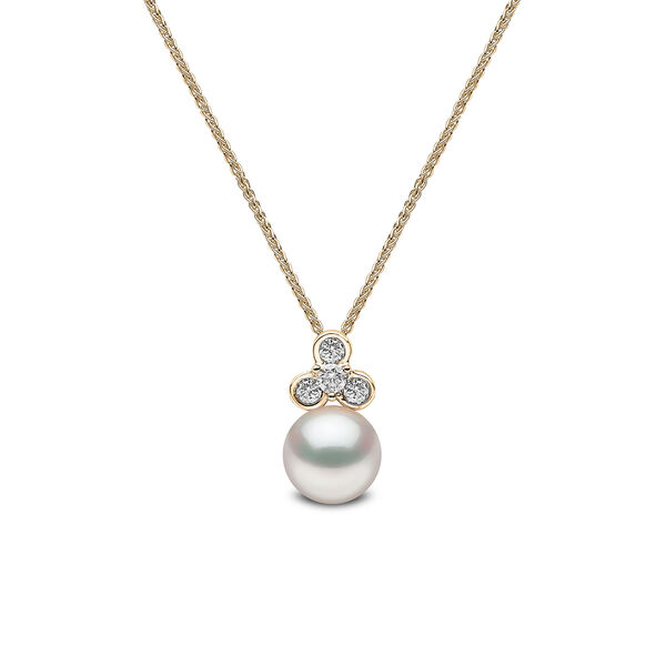 Trend Yellow Gold Pearl and Diamond Necklace